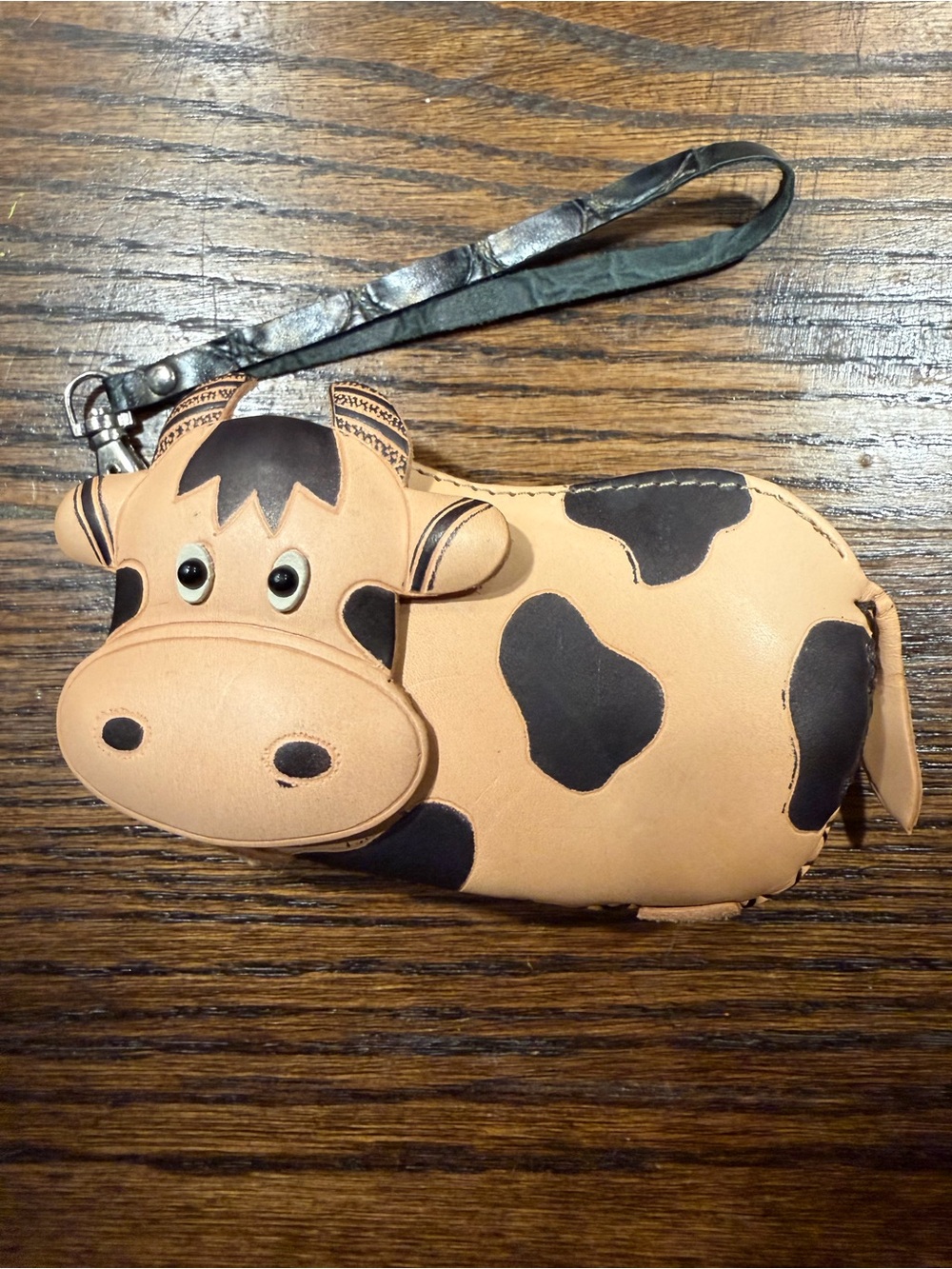 Cow Wristlet Coin Purse in Tan and Black